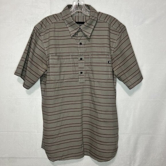 Marmot Men's Striped Collared Short-Sleeve Button-Down Shirt Gray Size M - Picture 1 of 8